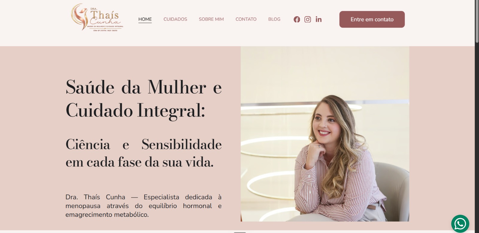 Site da Dra. Thaís Cunha criado pela Doctor Pro
